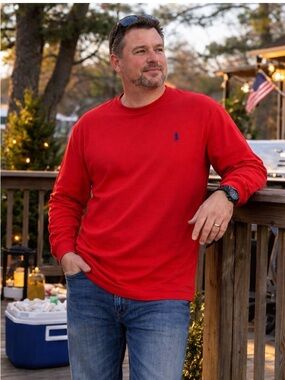 Polo Ralph Lauren Red Long Sleeve Crewneck Shirt Pony Logo Men’s XL Classic Fit